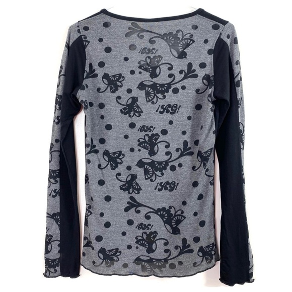 AY Guey Mexicans Skull Print Sheer Long-sleeve Shirt Black Size S New with Tags - Picture 3 of 8
